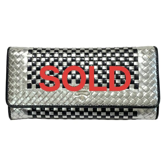 PRADA Madras Silver Black Leather - Long Wallet 204-060625 - Picture 1 of 6